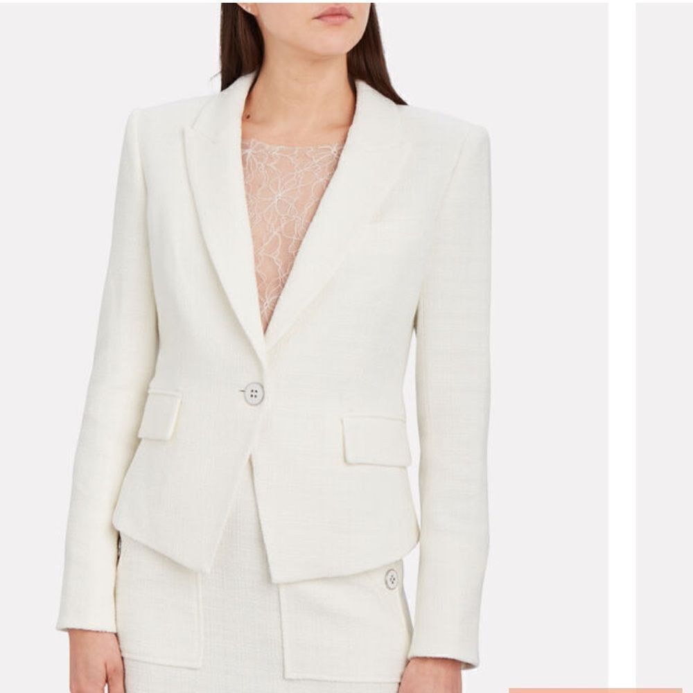 NWT VERONICA BEARD Woodley Tweed Dickey Blazer Ivory Size 14